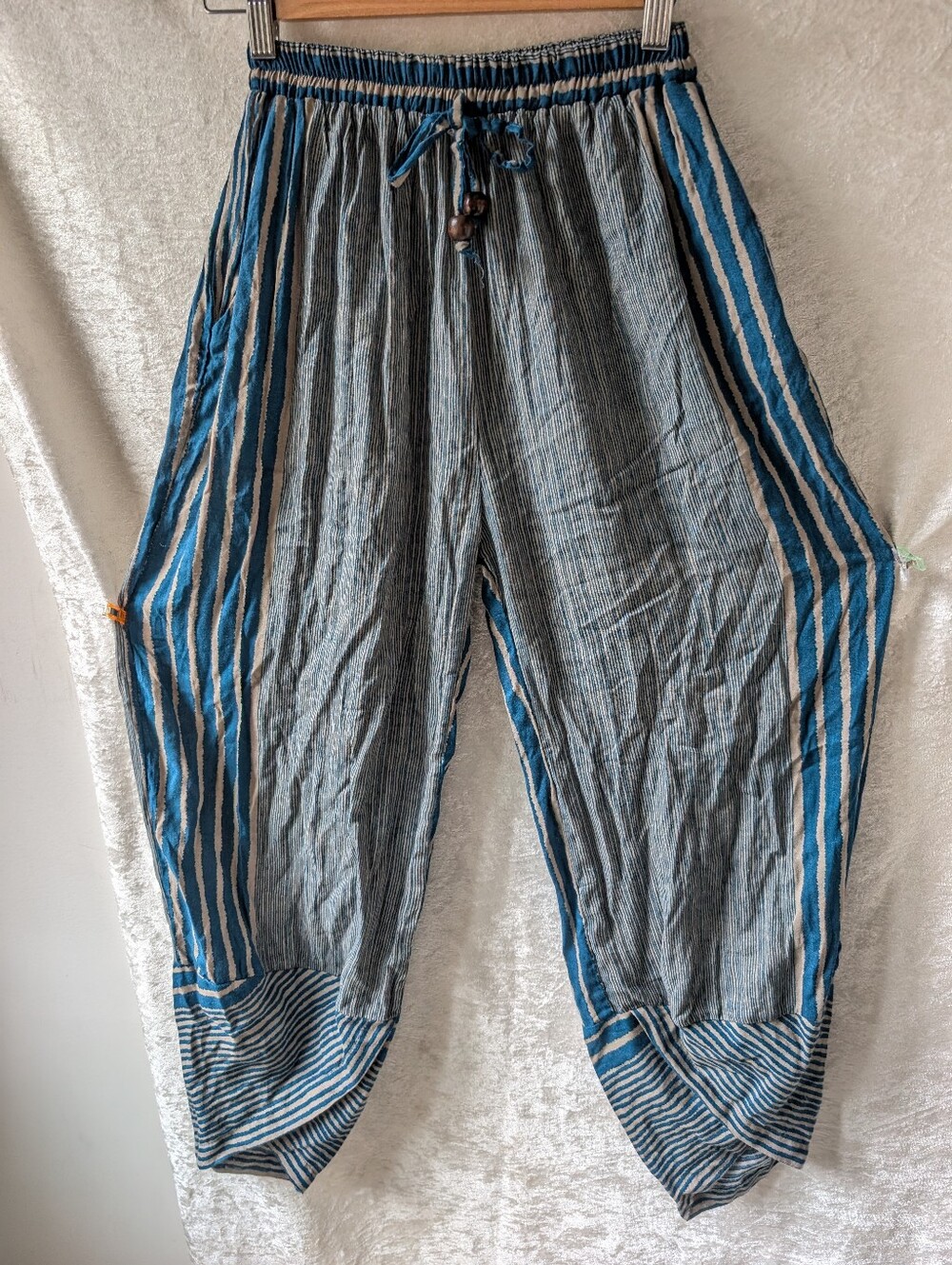Rayon Harem Vertical Strip Pants Small